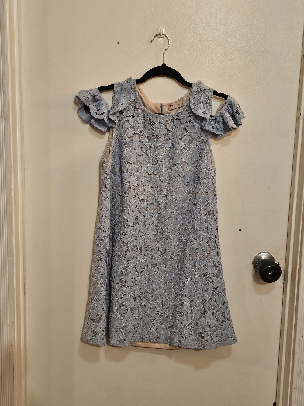 Alythea Pale Blue Lace Cold-Shoulder Dress